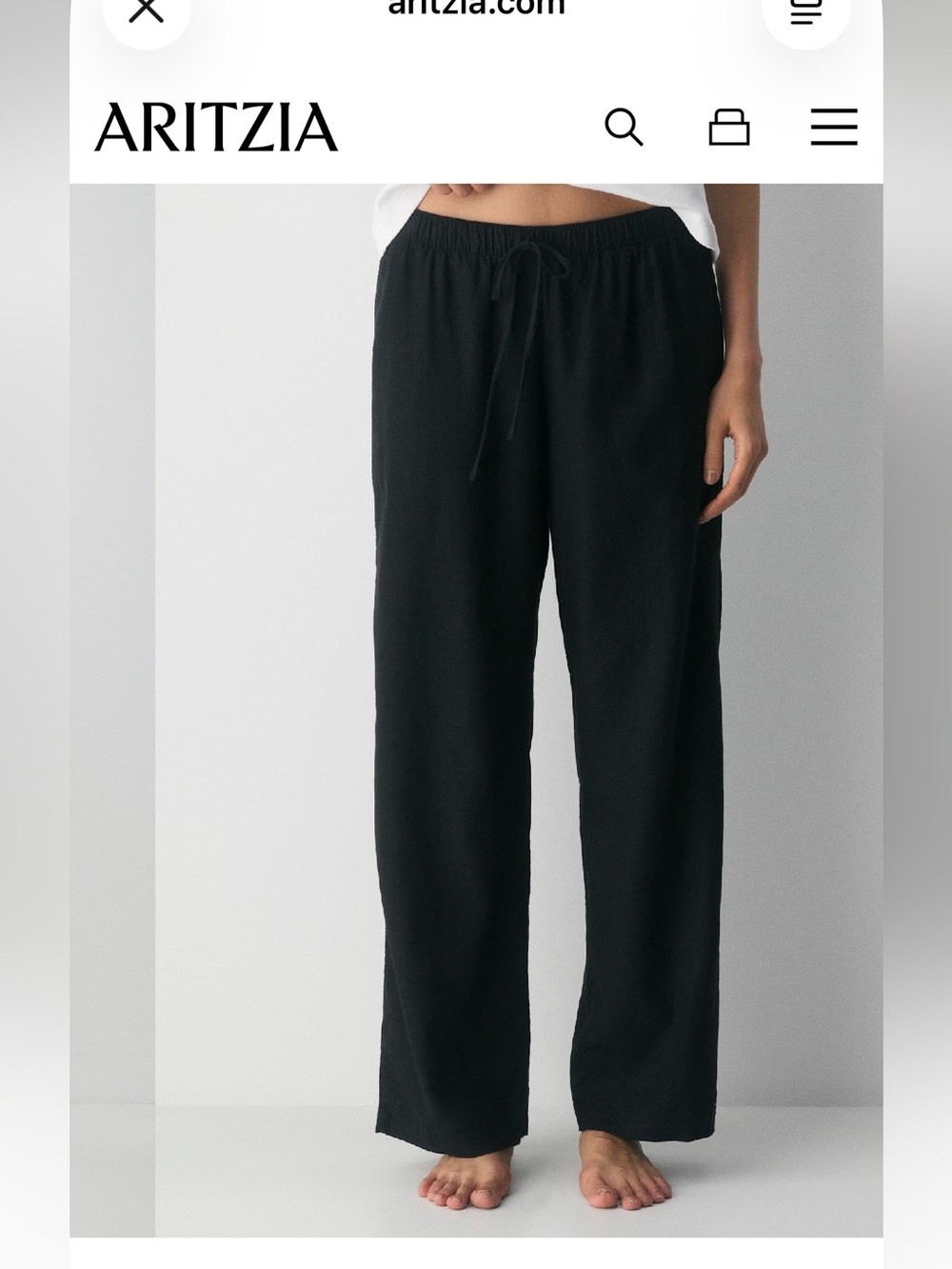 Aritzia (Babaton) Sontag Linen Black Pant